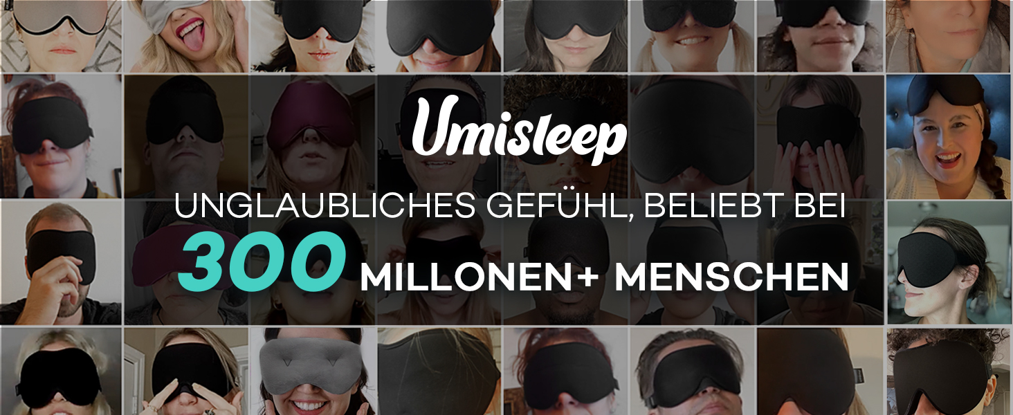 Маска для сну Umisleep для тих, хто спить на боці, з 3D-кишеньками для очей та регульованим гумовим ремінцем, блокує світло та дихає, підходить для чоловіків та жінок, для подорожей та йоги, чорна