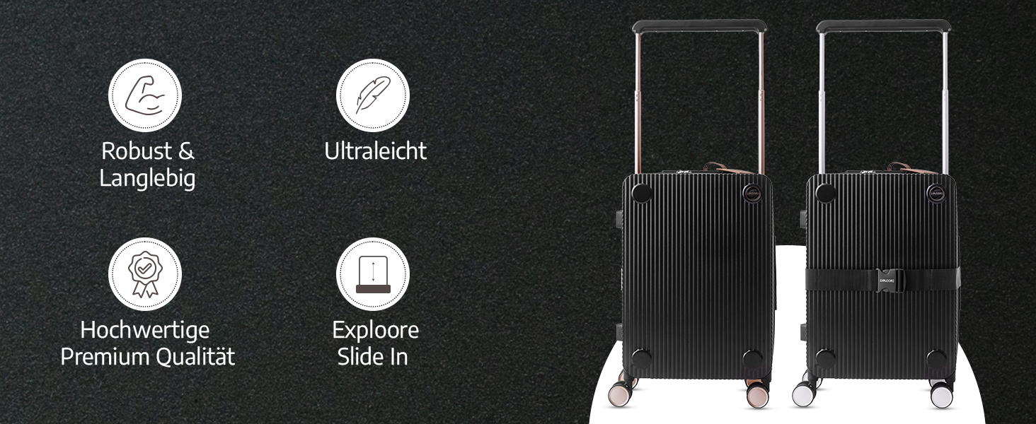 Чемодан ручної об'єм, тріумф 35x22x55 см, міцний, з колесами, з полікарбонату, TSA-замок, ідеальний для подорожей, чорний/шампань рожевий (чорний/срібний)