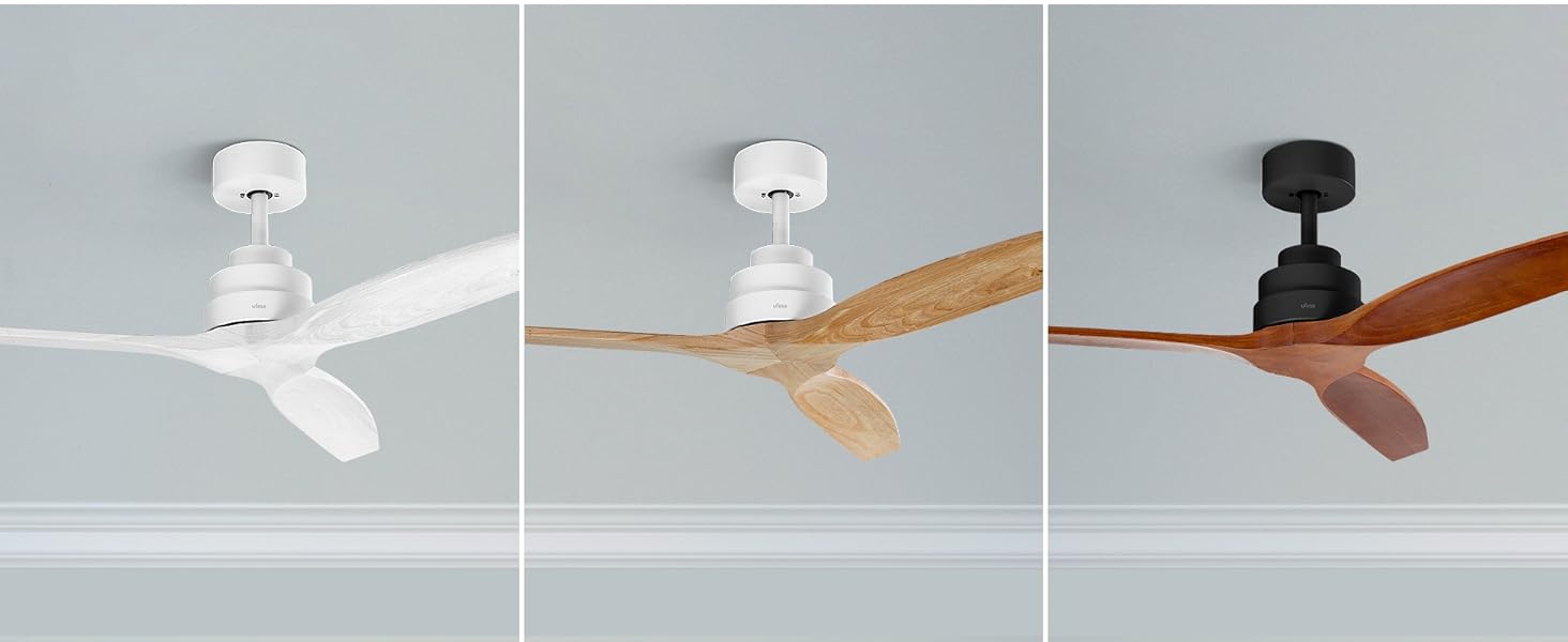 Вентилятор стельовий Ufesa, 40W, 6 швидкостей, тихий, 3 дерев'яних лопаті 132см, літо-зима, таймер 8год, пульт, чорний/темне дерево, без світла