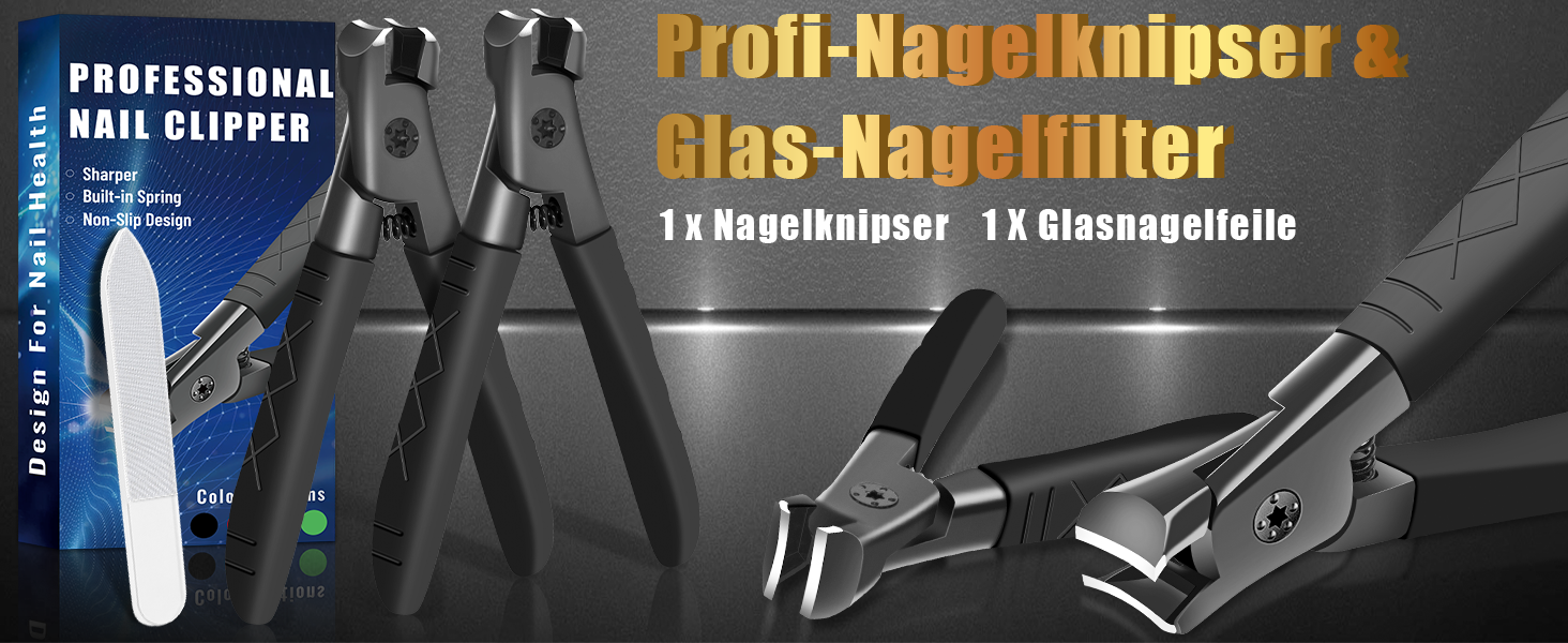 Професійний кусачки для нігтів Nagel, для товстих нігтів, жіночі, чоловічі, для літніх людей, чорні, ультрагострі для пальців ніг та рук