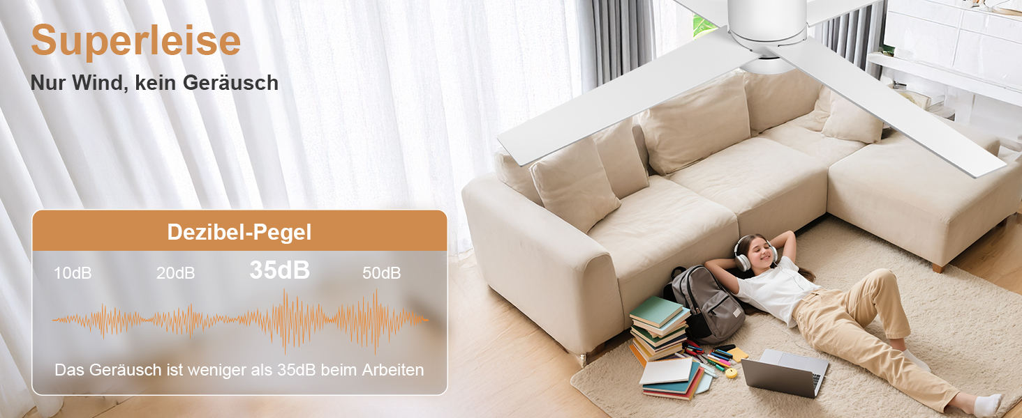 Стеляний вентилятор Ohniyou з підсвіткою та пультом дистанційного керування, 96,5 см (38 дюймів), з керуванням через додаток, тихий, з регулюванням яскравості, для спальні, тераси, внутрішнього та зовнішнього використання (білий, сучасний)