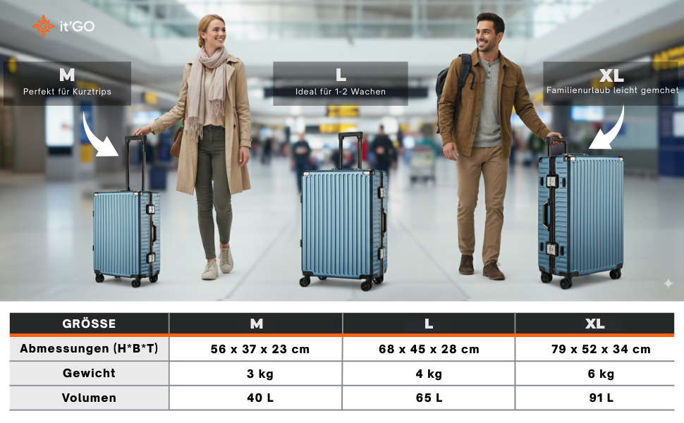 Алюмінієвий валіза It'Go M з жорсткою конструкцією, 4 колеса, ручна поклажа, срібний колір