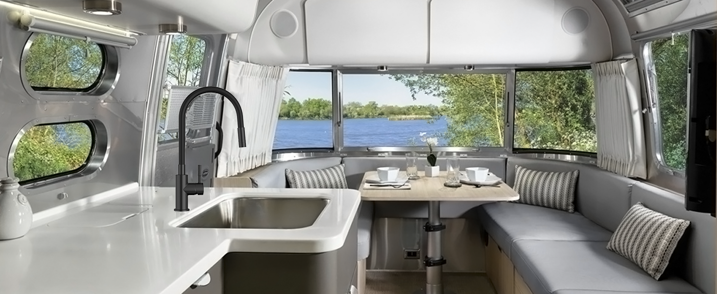 Змішувач кухонний CECIPA SOFETIY SERIE (Чорний) з гнучким виливом 360°, для високого тиску, з 2 режимами струменя, з нержавіючої сталі, для раковини