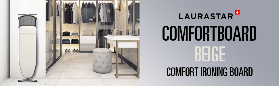 Відкидна прасувальна дошка Laurastar Comfortboard Beige, 38x120 см, 100% бавовна, регульована висота, універсальна підставка для праски, 7.3 кг