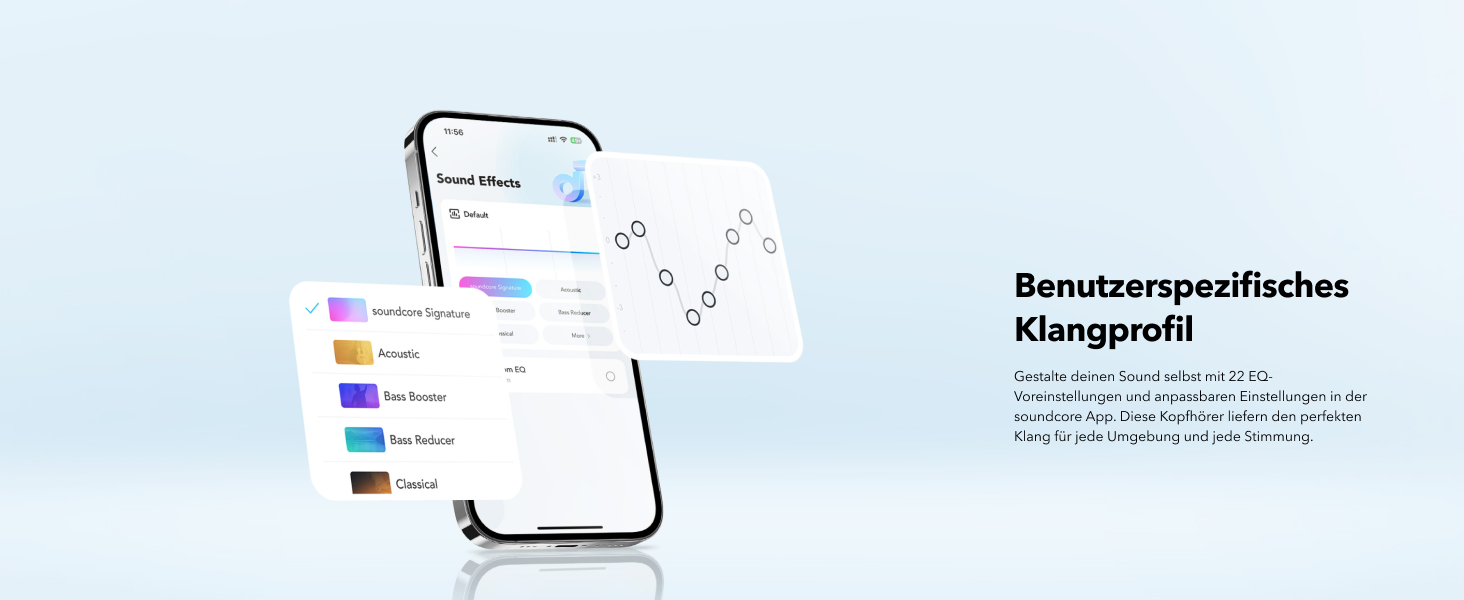 Soundcore Q11i Бездротові навушники-маніжки Anker з глибокими басами, 60 годин відтворення, Hi-Res Audio, знімні амбушури, Multipoint-з'єднання, чорний