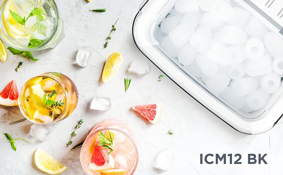 Машина для приготування льоду Duronic ICM12 BK – автоматична, чорна, 12 кг/24 год, 1 л резервуар, тихий компресор 54 дБ, 120 Вт