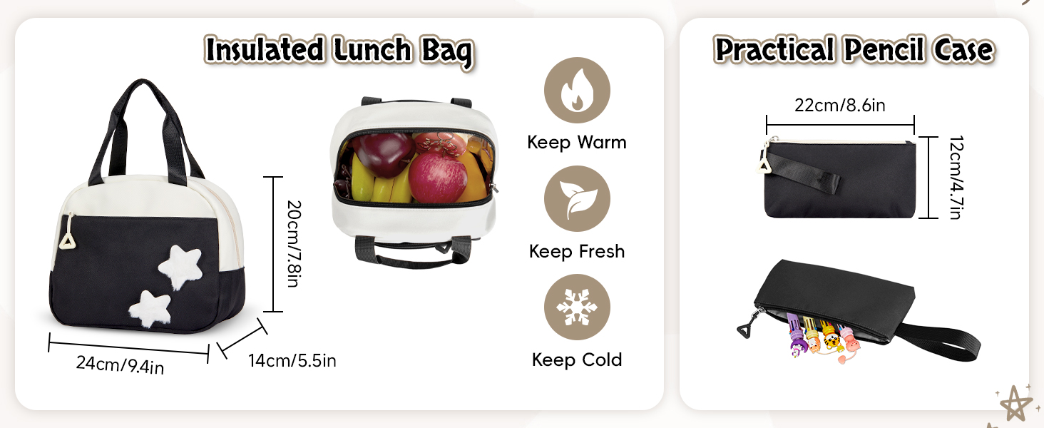 Набір шкільних рюкзаків для дівчаток Lässig: 3 шт. (рюкзак, ланчбокс, пенал) для 2-5 класів. Чорний шкільний рюкзак для підлітків та дітей.