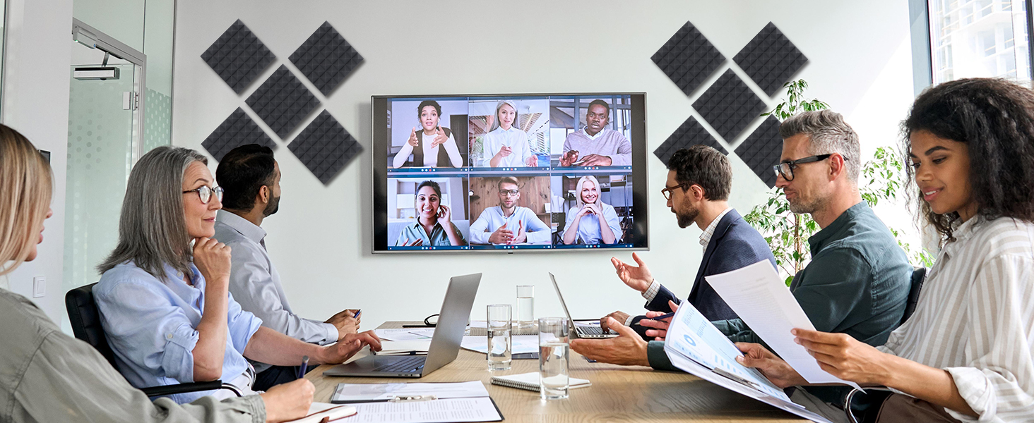 Акустичний пірамідний поролон самоклеящийся для звукоізоляції, 24 шт, чорний, 30x30x5 см — панелі для студії, офісу та дому