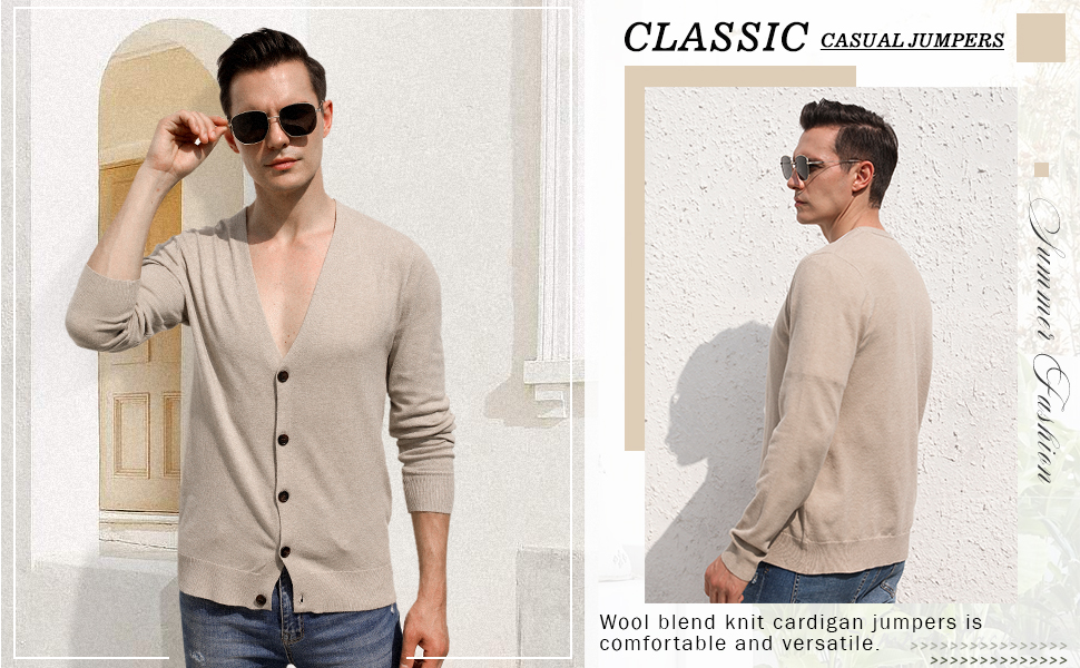 Чоловічий кардиган Hisir з V-подібним вирізом, легкий, елегантний, зимовий, класичний, з ґудзиками (07 Vc, хакі, XL)