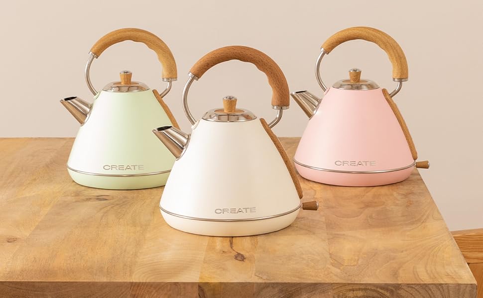 Retro Electric Kettle - 1L Cream White - Fast Boil, Auto Shutoff, Anti-Scale Filter