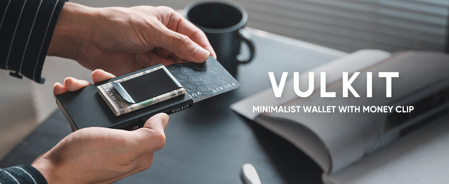 Мінімалістичний гаманець для карток VULKIT з RFID-захистом та Pop-Up механізмом, тонкий кредитний картхолдер з грошовою затискачкою (Колір: Rose Gold)