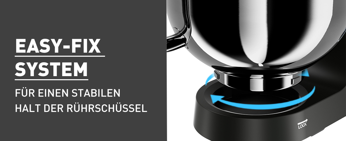 Кухонна машина Heinrichs 2500W з подвійним гаком для тіста, міксером та вінчиком, 8 швидкостей, чаша 8L з нержавіючої сталі, чорна