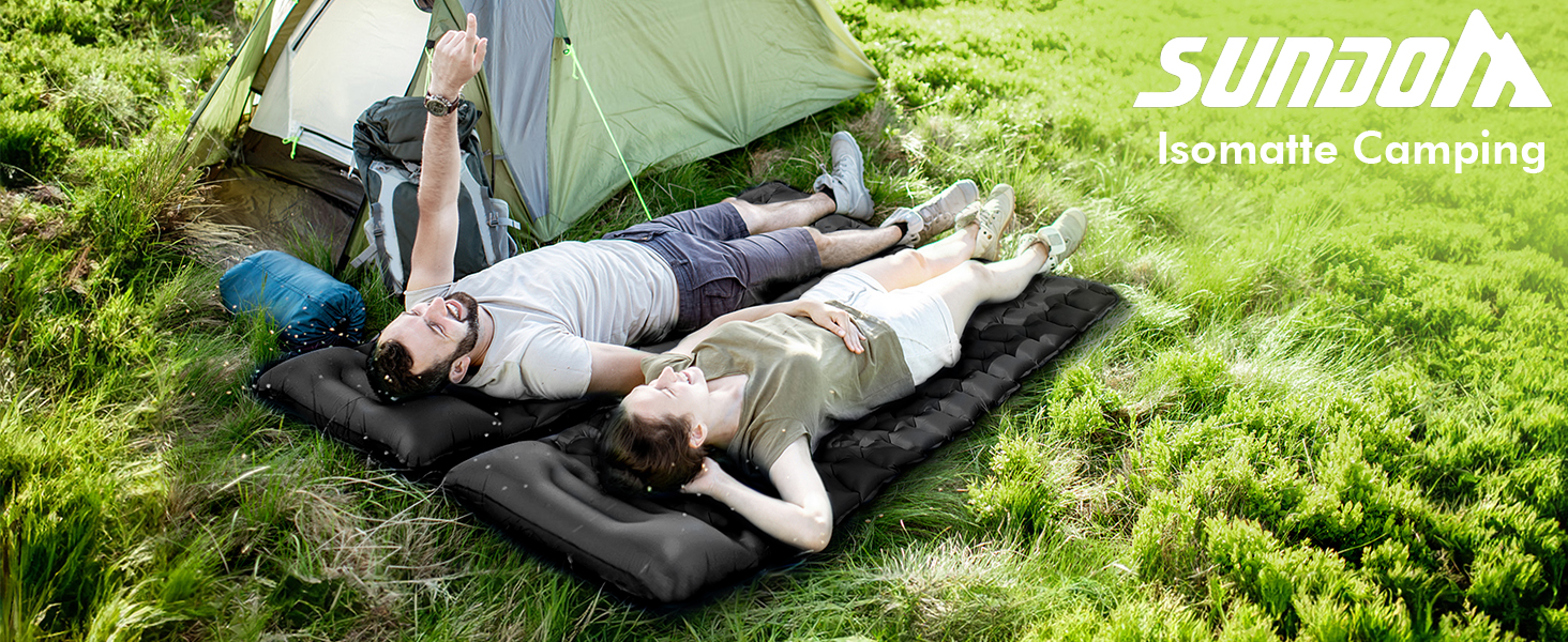 Ultralight Inflatable Camping Mat with Pillow - Waterproof Folding Air Mattress for Camping, Hiking, Travel & Backpacking - Black