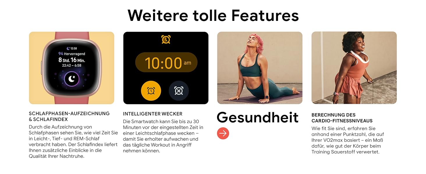 Смарт-годинник Fitbit Versa 4 – фітнес-трекер з GPS, телефоном, 6 днів роботи батареї, 40+ режимів тренувань, сумісний з Android/iOS, Sandrosa/Aluminium (Кораловий рожевий)