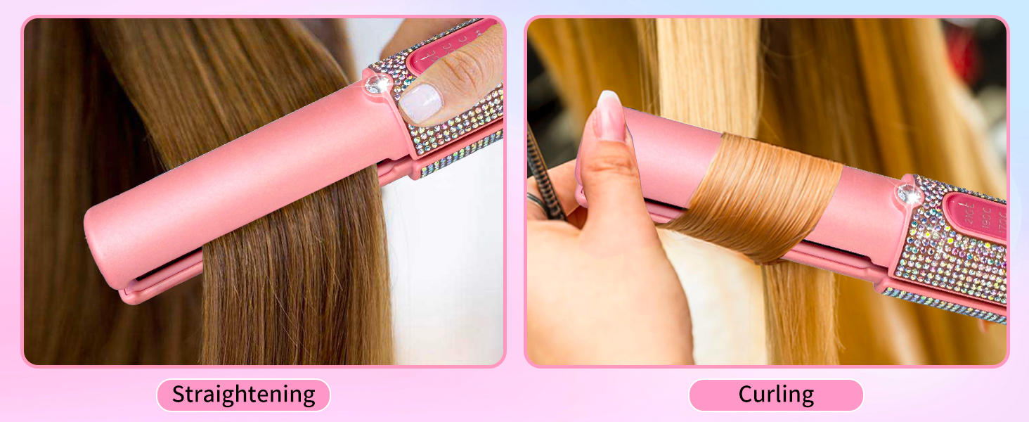 Бездротовий випрямляч для волосся 2-в-1 з акумулятором 5000mAh, міні-випрямляч для подорожей, випрямлення та завивання, портативний, швидкий нагрів 210°C/410°F, колір: коричневий (Mermaid)