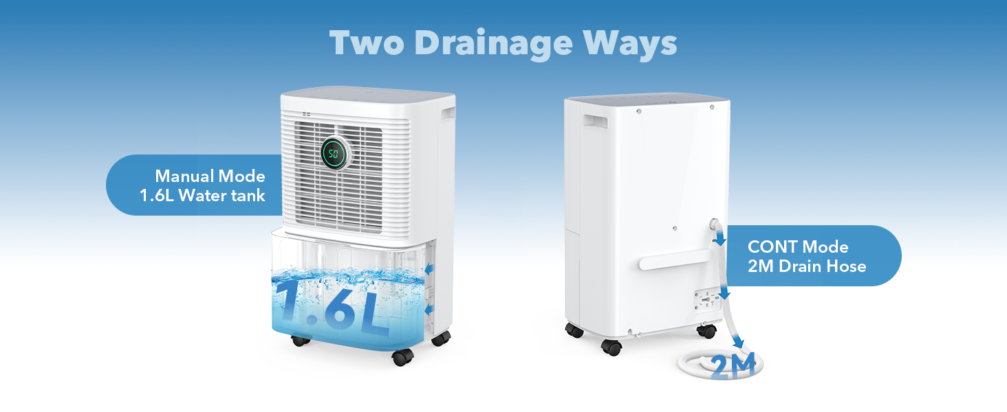 Електричний осушувач повітря 16л/24г з цифровим дисплеєм, таймером та безперервною подачею, для дому/підвалу