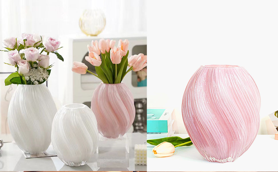 Скляна ваза для квітів Glas Blume, 24 см, сучасний мінімалістичний дизайн, ручної роботи, для дому, офісу, подарунок на весілля/новосілля (біла)