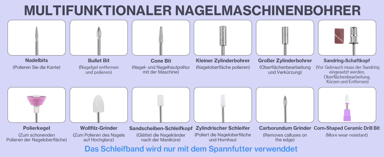 Електричний фрезер для нігтів: манікюрний та педикюрний набір 12 в 1 з LCD-дисплеєм, 50000 об/хв для гелю, акрилу та натуральних нігтів