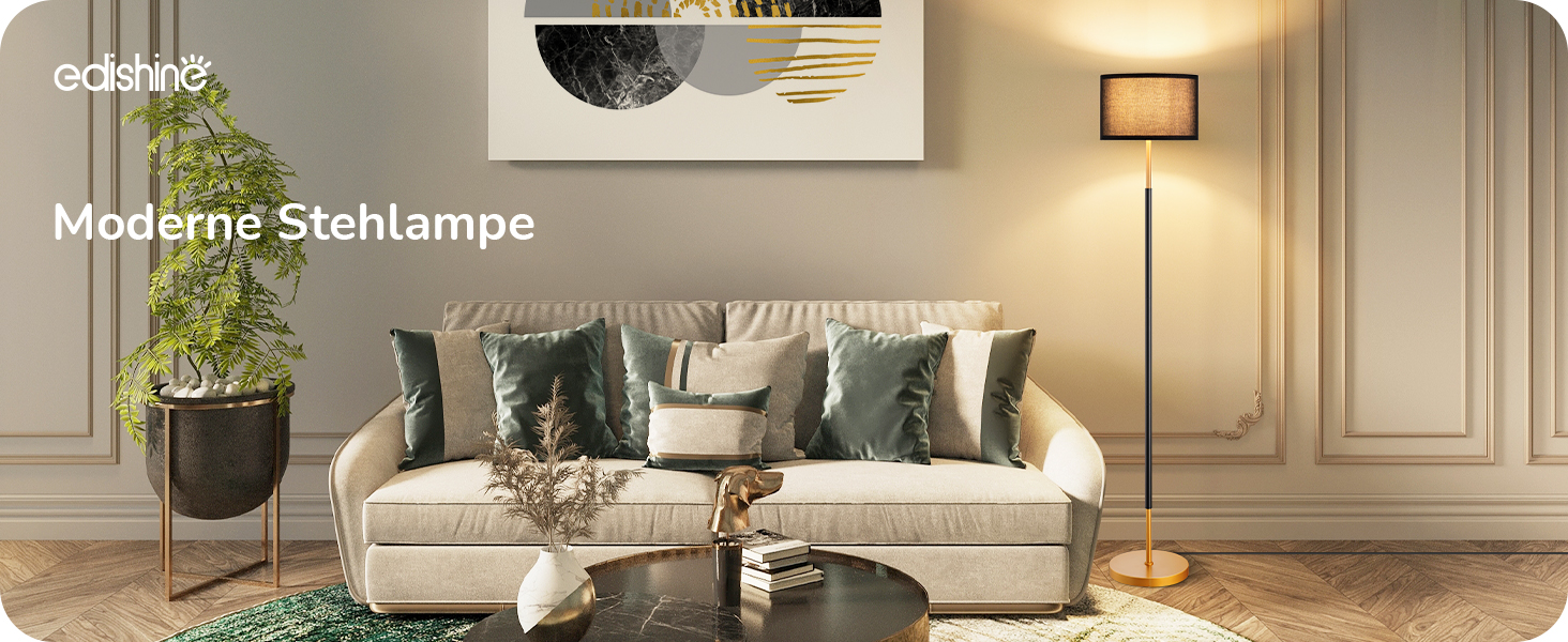 Стійка лампа EDISHINE для вітальні, 160 см, арка, з вимикачем на ніжці, включає LED-лампу E27 (6W, 2700K), абажур з чорного льону, сучасна лампа для спальні