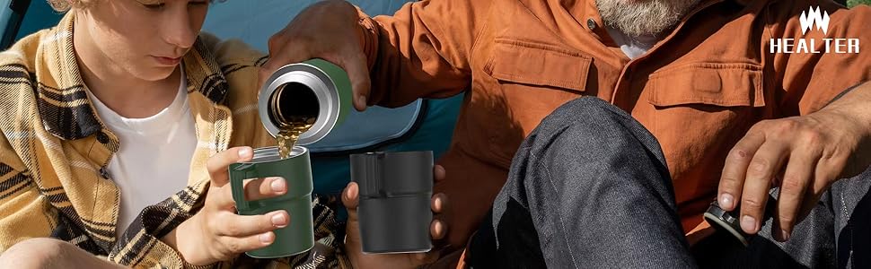 Термос-термокружка 850 мл з чашкою, нержавіюча сталь, ізольована пляшка, для кави, чаю, напоїв, 12h тепла/24h холоду, без BPA, для кемпінгу, відпочинку на природі (зелений)