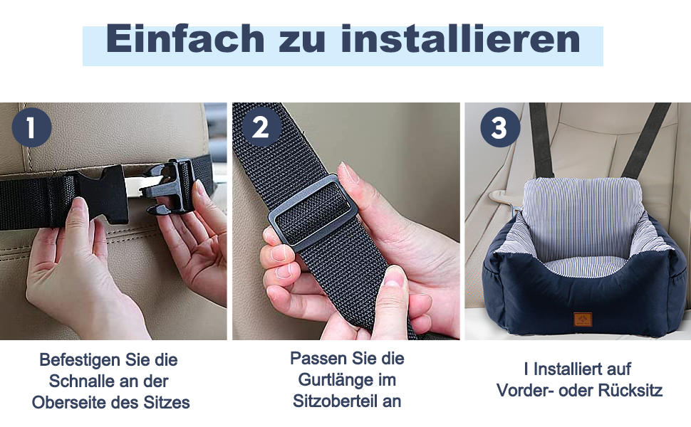 Автомобільний лежак для собак, миючий, стійкий до плям, синій, середній. Зберігання та супер м'яка бавовна PP. Безпечний та зручний для собак.