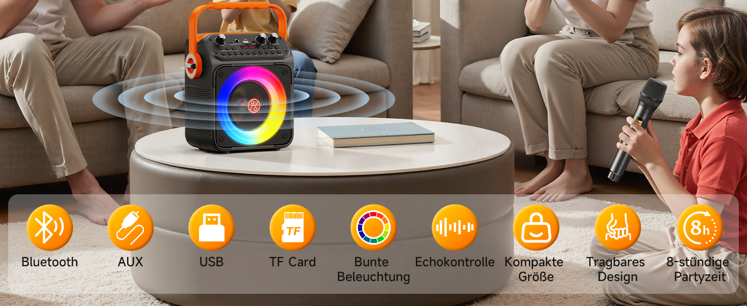 Караоке машина з 2 мікрофонами для дорослих та дітей, Bluetooth, підсилювач, портативна караоке-система, подарунок HWWRT35-T