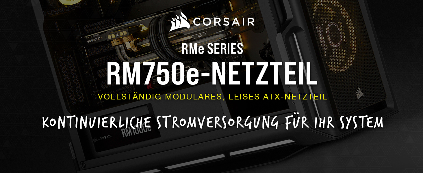 Блок живлення Corsair RM750e (2023) 750W, повністю модульний, ATX 3.1, PCIe 5.1, 80 PLUS Gold, низький рівень шуму, чорний