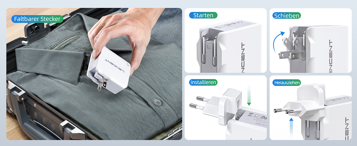 Універсальний адаптер LENCENT з USB-зарядкою 4 в 1, 22W (EU/US/UK/AU) для мобільних пристроїв