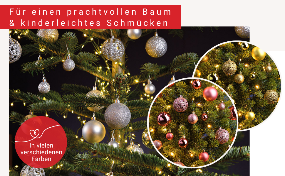 Набір ялинкових прикрас WOMA: бронзові кулі та 22 кольорів - 50 та 100 шт. Ялинкові кулі з пластику, декор для ялинки