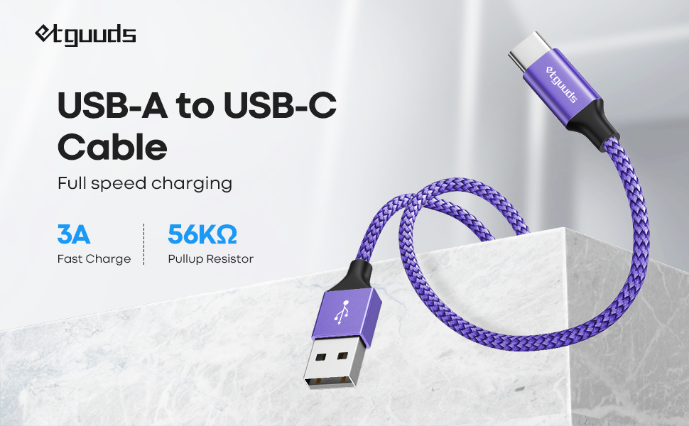 Кабель USB-C 30см [2 шт], білий: USB-A на USB-C, швидка зарядка, нейлон, сумісний з iPhone 16/15 Pro Max, Samsung Galaxy S24/S23/S22/S21/S20/S10/S9, A35/A53