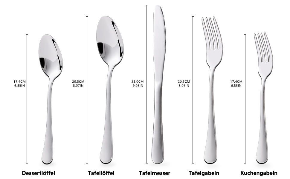 Набір столових приборів KitchenBoss на 6 осіб (30 предметів), нержавіюча сталь, придатний для миття в посудомийній машині, сріблястий