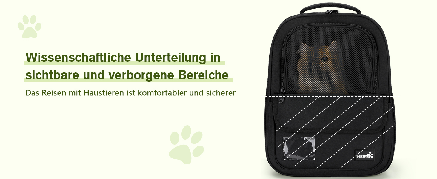 Рюкзак для кота Pecute, 6 кг, для маленьких собак, дихаючий, з безпечним тросом та замком, чорний