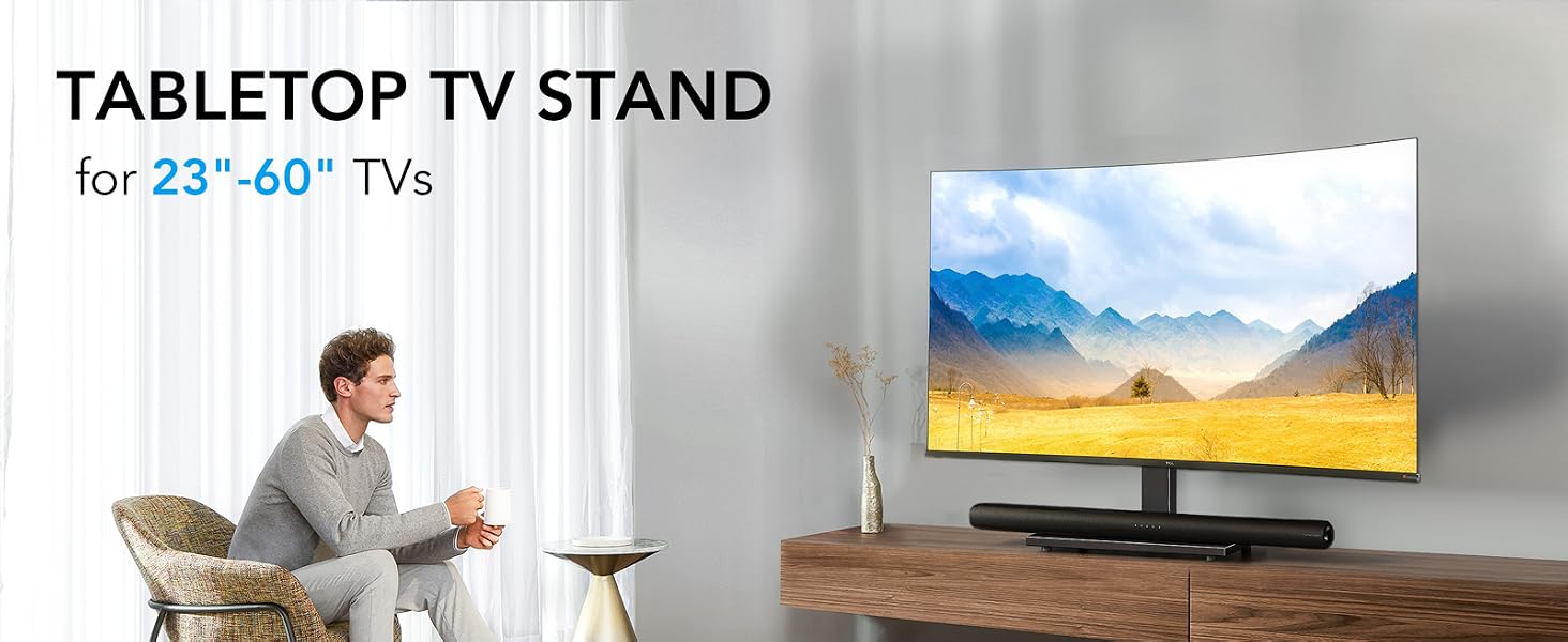 Підставка для телевізора настільна Universal 27-55 дюймів LCD LED з регулюванням висоти та скляною основою VESA 400x400 HT08B-001