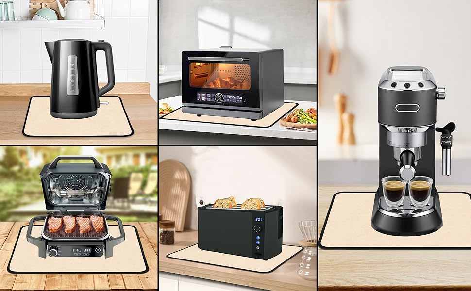 Термостійкий килимок 40 x 45 см - 1 мм, захист від нагріву для фритюрниці, вогнестійкий килимок для кухонних стільниць, масло- та водонепроникний, легко миється, 1 шт. (Хакі, 30x45x0.1 см)