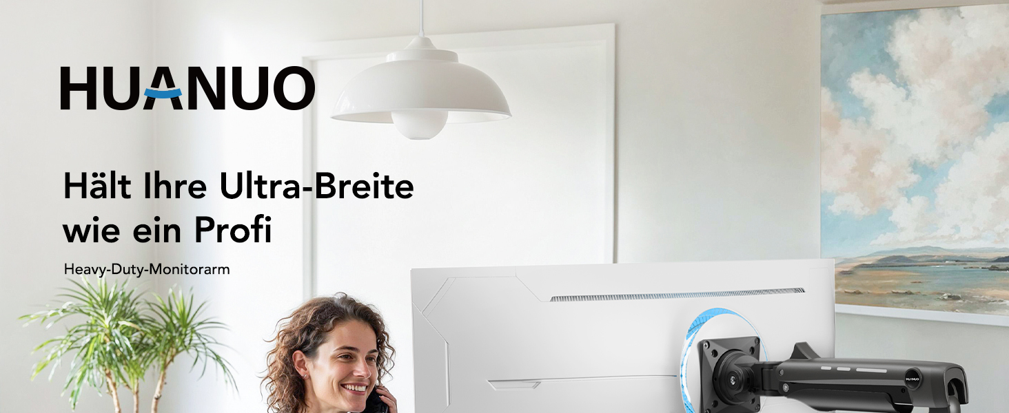 Кріплення для монітора HUANUO для Ultrawide екранів до 49 дюймів, 18 кг, регульований кронштейн, VESA 100x100mm, без RGB підсвітки