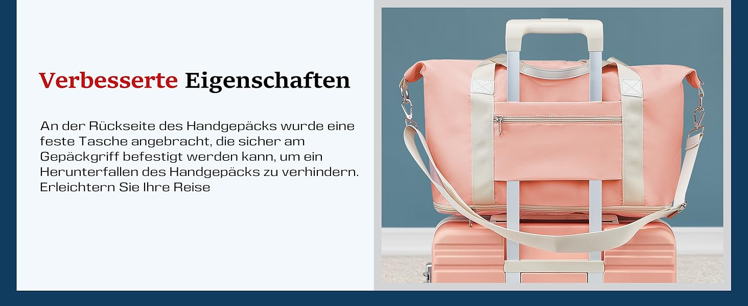 Набір валіз Joyway: велика валіза з ABS-пластику, 4 колеса, TSA-замок, сумка для ручної поклажі та кульбага (Рожевий)