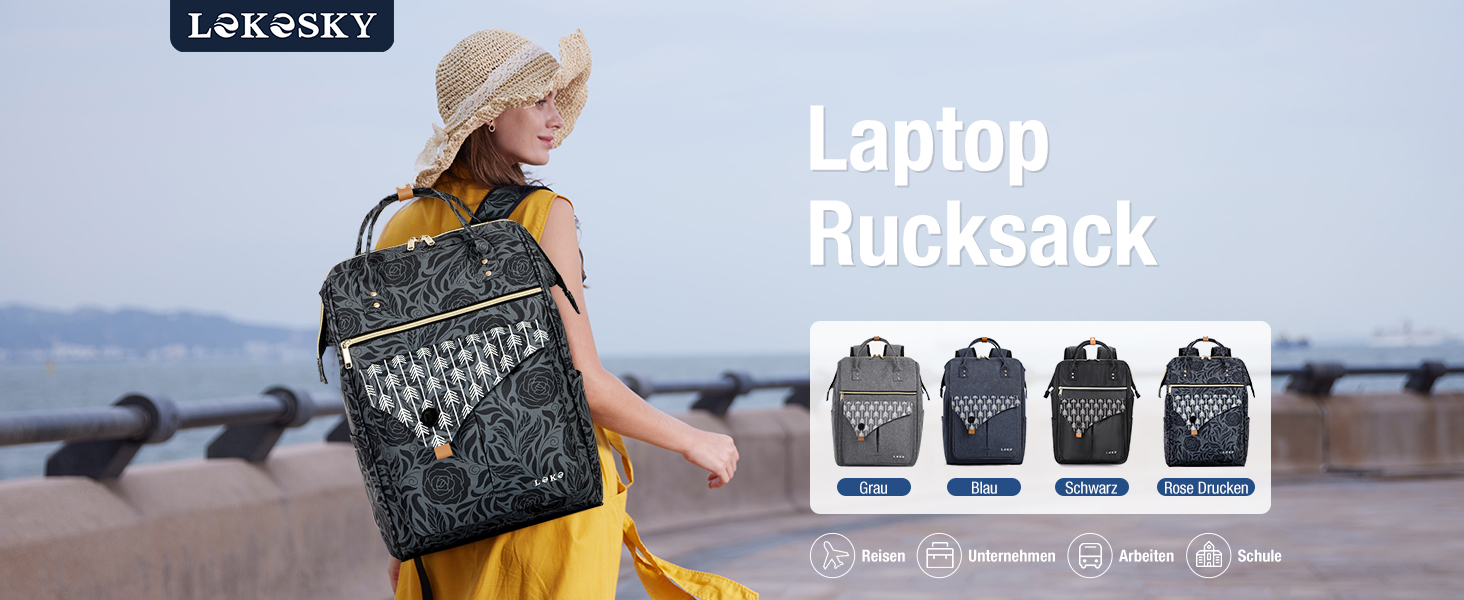 Рюкзак Lekesky для жінок: шкільний, для ноутбука 15.6