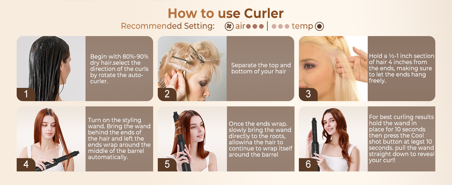 Набір для укладки волосся 6 в 1: фен-щітка, плойка, випрямляч, термощітка, фен, для всіх типів волосся (Чорний)