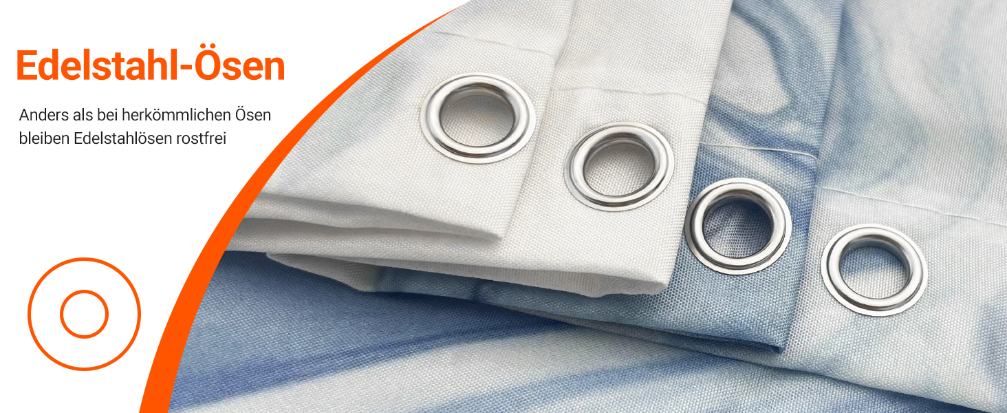 Штора для душу 180x200 см з утяжеленим краєм, антигрибкова, водовідштовхувальна, поліестер, з кільцями (Блакитний градієнт мармуру)