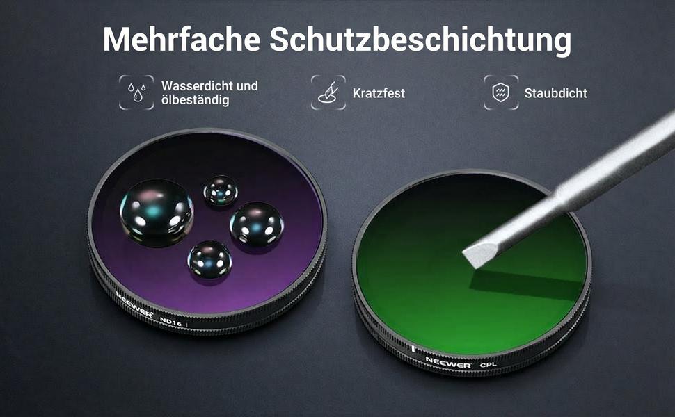 Набір фільтрів NEEWER CPL + ND для DJI Osmo: CPL, ND8/16/32/64/1000. Набір з 4 шт. з кришкою для об'єктива.