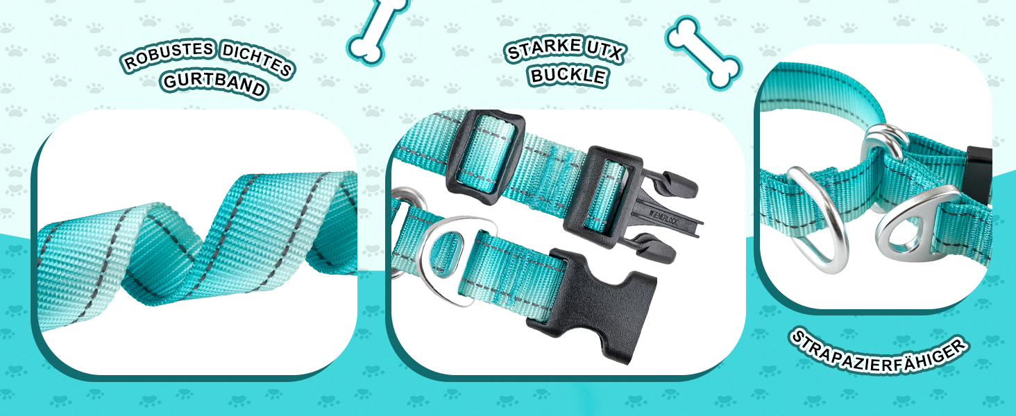 Відбиваюче повідець для собак Martin Gay, з зупинкою, для великих, середніх та малих собак, повідок-стопер для Whippets, Greyhounds, Saluki (Турквезевий, M)