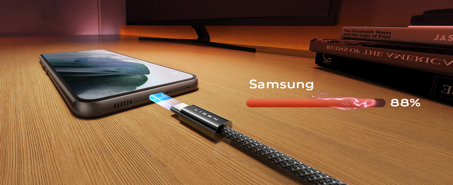 Набір USB-C кабелів LISEN 60W (4 шт.): 0.5м, 1м, 1м, 2м. Підтримка PD 3.0. Сумісний з iPhone, Switch, Samsung, Pixel, MacBook, iPad, Xiaomi. Чорний.