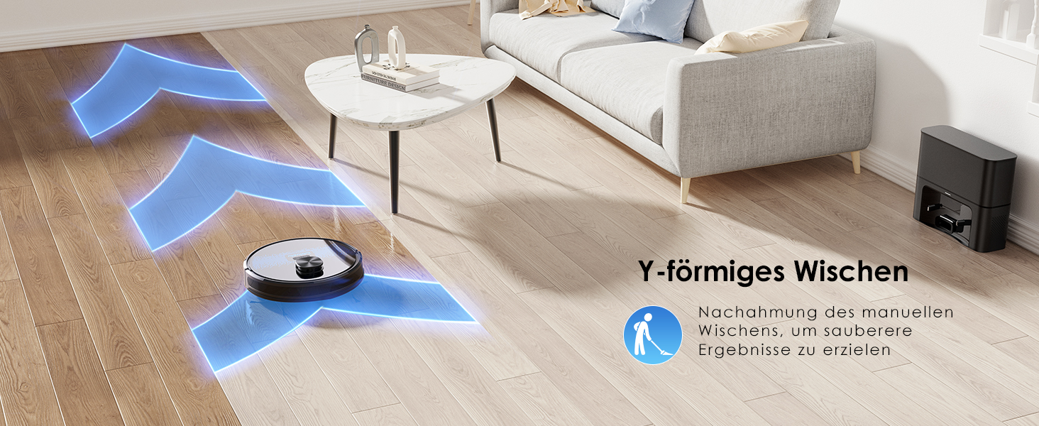 Робот-пилосос Lubluelu 3-в-1 з док-станцією, 4500Pa, функція вологого прибирання, лазерна навігація, керування через додаток, для тварин, килимів, твердих підлог (чорний, блакитний)