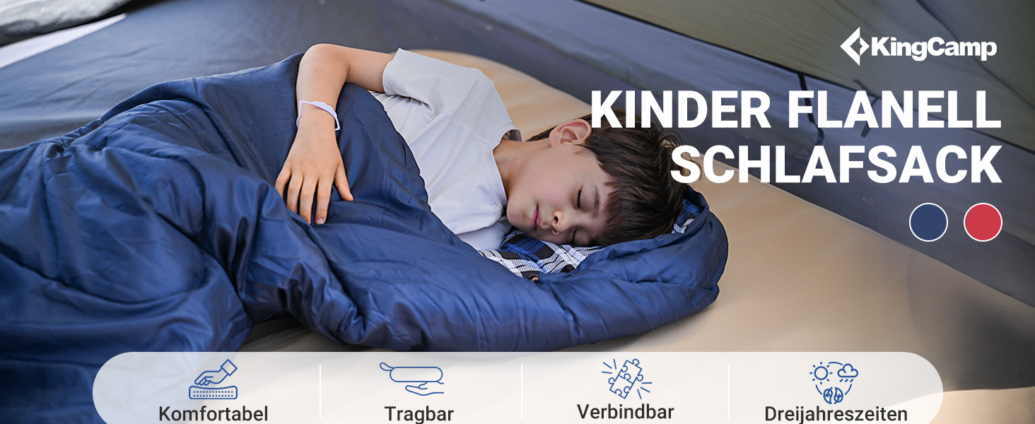 KingCamp Kids Sleeping Bag - Winter Warmth & 3-4 Season Comfort for Camping & Trekking - 170x70cm, 7°C Rating