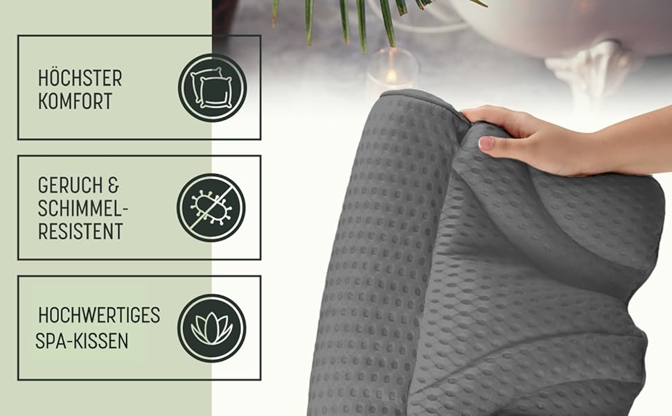 Подушка для ванни SilverRack середньої м'якості, біла 4D, з присосками, ергономічна, для шиї, аксесуар для ванни (сірий, тонка)