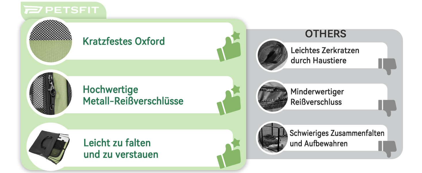 PETSFIT Розкладний вольєр для цуценят та дрібних тварин, вольєр для собак, котів, сірий/зелений, 92x84x53 см