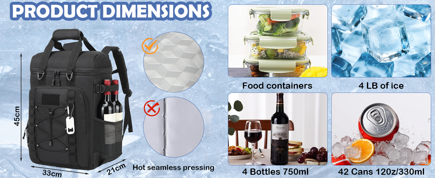 Терморюкзак для пікніка на 42 банки: чорний, тактичний, ізольований, для відпочинку на природі