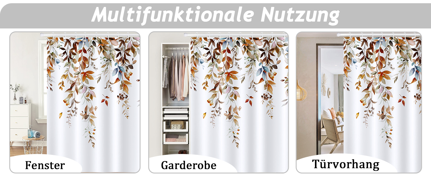 Шторка для душу Bonhause з зображенням зеленого листя, 180x180 см, антигрибкова, водонепроникна, поліестер, для ванної кімнати, з 12 гачками