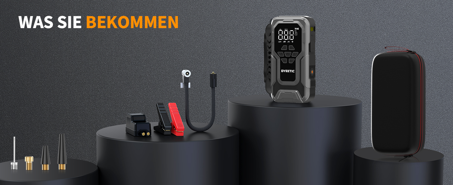 Powerbank Starthilfe 6000A з компресором 150PSI: портативний пусковий пристрій для авто/мото (бензин, 10.0L дизель) з LED ліхтариком QC3.0, срібний