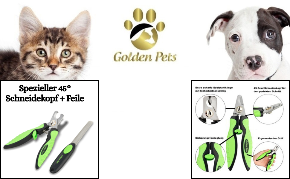 Ножиці для обрізання кігтів Golden Pets Profi Krallenschere + пилка для кігтів з унікальним кутом 45° та захистом